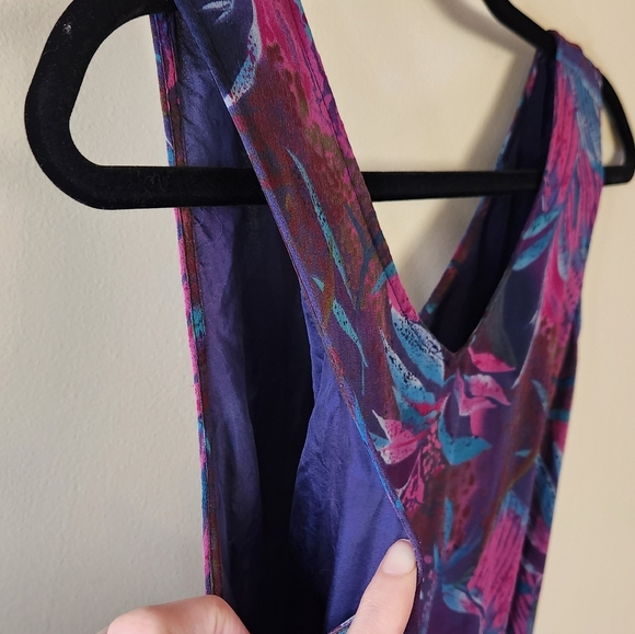 Robbie Bee Vintage Silk Shift Dress Botanical Pattern Sz 12 Vacation Resort - Picture 3 of 9